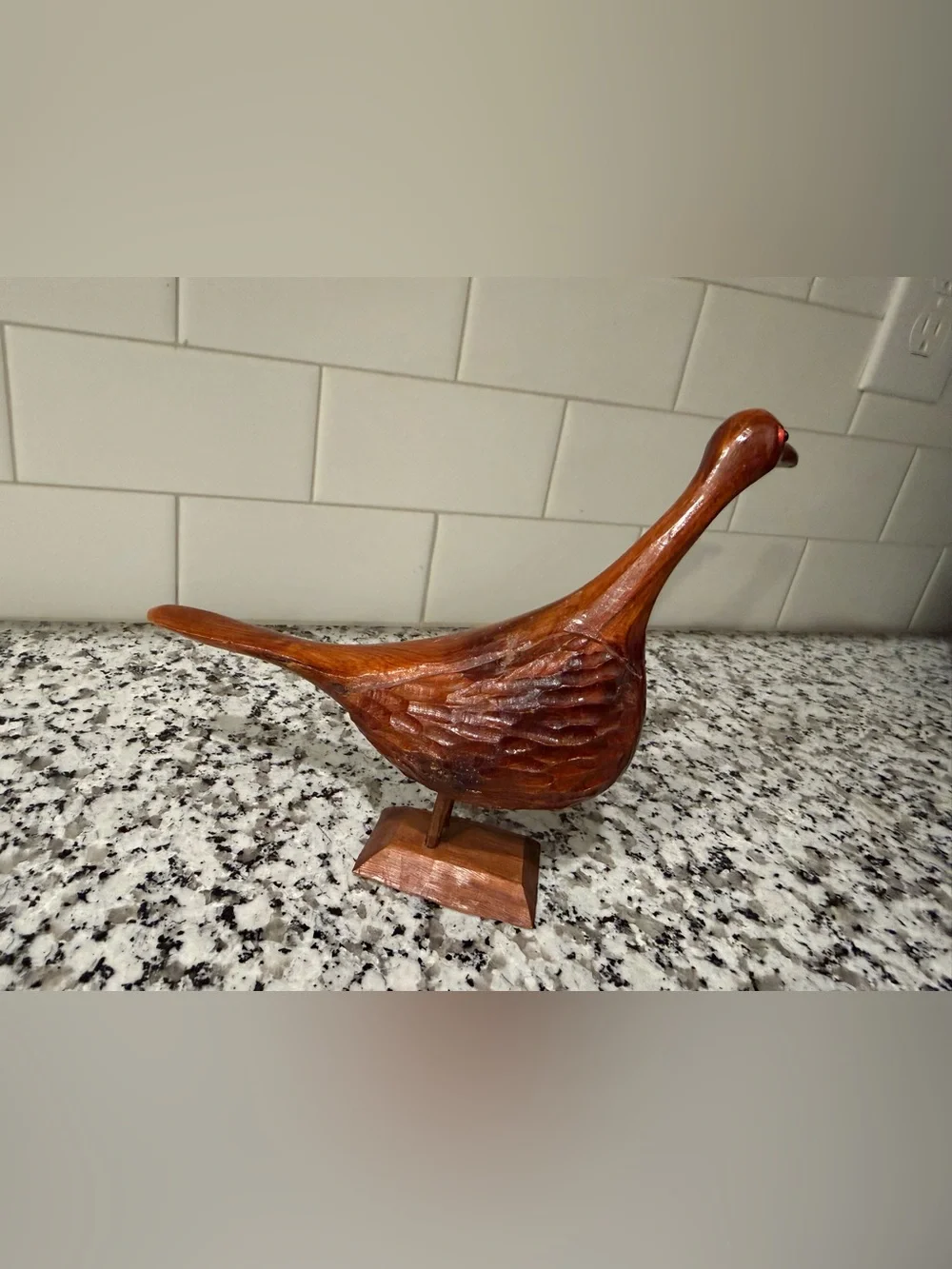 Hand-Carved Wooden Bird Décor - Brown